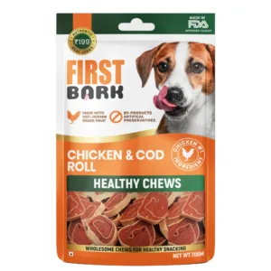 First Bark Jerky Chicken & Cod Roll (200g)